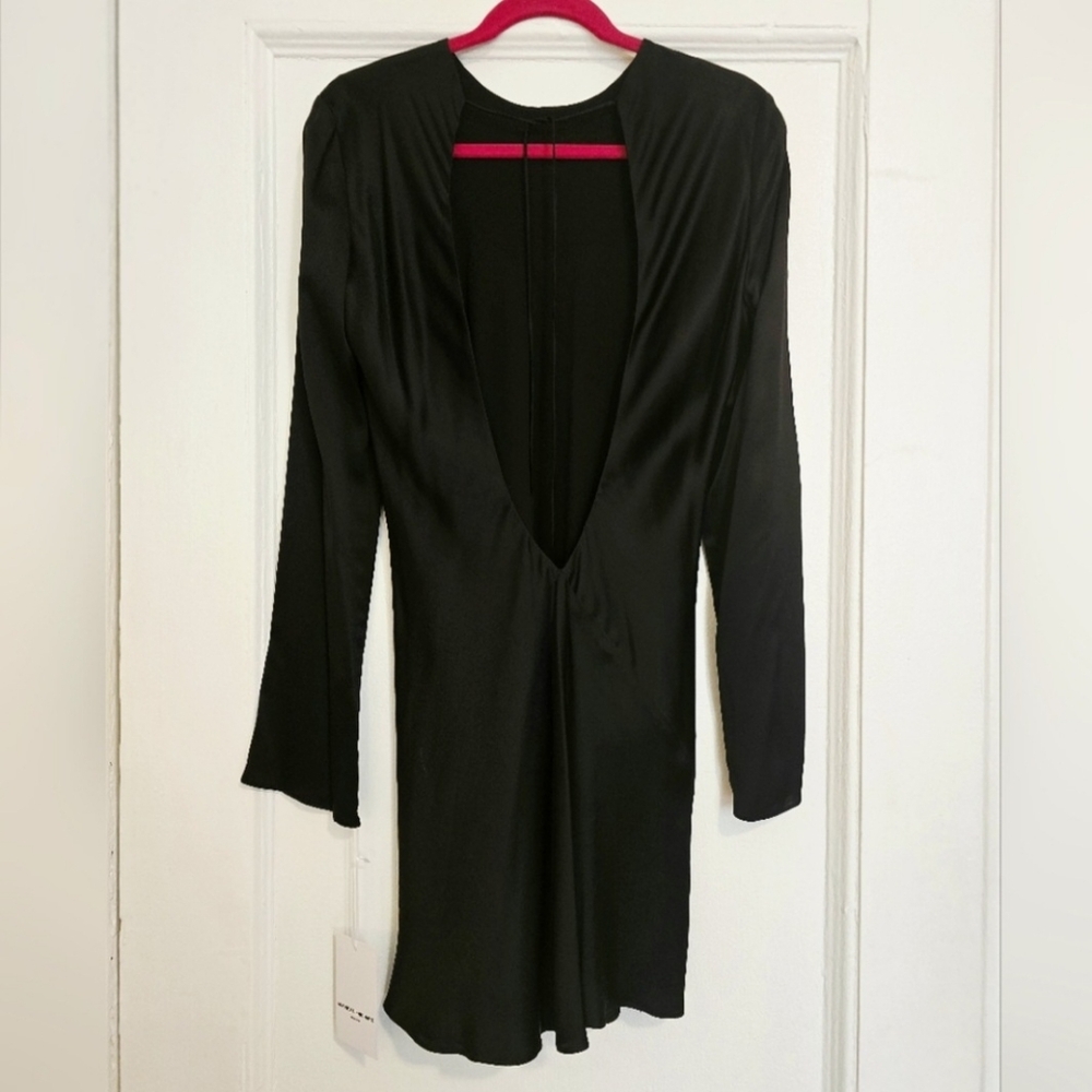 NEW Amanda Uprichard Charnas Black 100% Silk Dress | Size Large - Picture 5 of 8